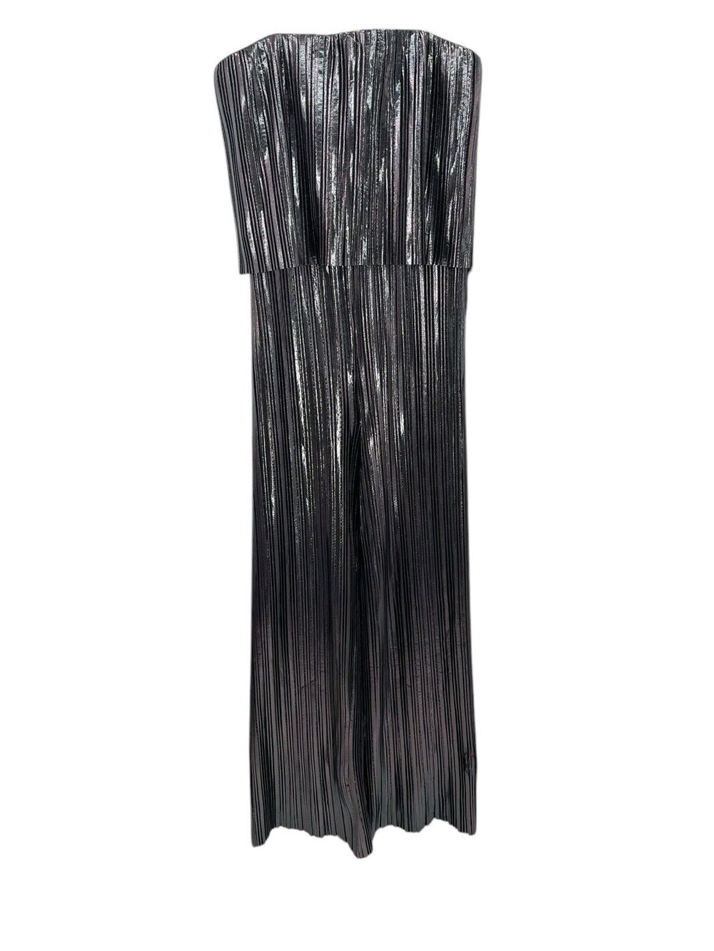NWT Amanda Uprichard Collina Jumpsuit Gunmetal Pleated Strapless Size XL